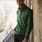 Fruit Of The Loom Mens Premium Zip Neck Sweat